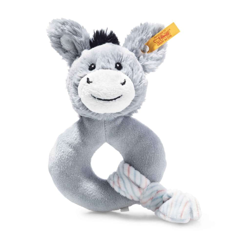 Soft Cuddly Friends Dinkie Esel Greifling mit Rassel 14 cm graublau